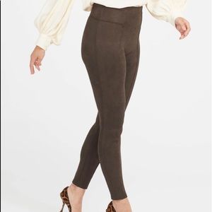 SPANX Faux Suede Leggings Size XL Chocolate Brown